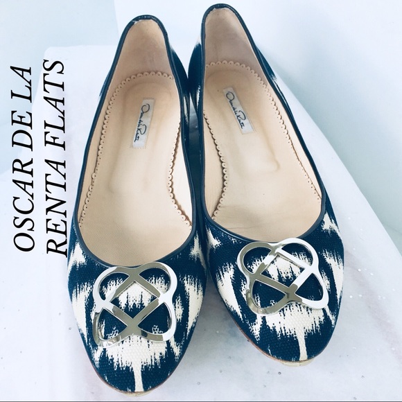 Oscar de la Renta Shoes - OSCAR DE LA RENTA NAVY BLUE/WHITE FLATS